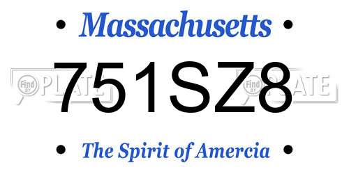 751SZ8 Massachusetts License Plate