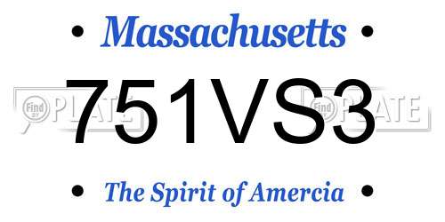 751VS3 Massachusetts License Plate