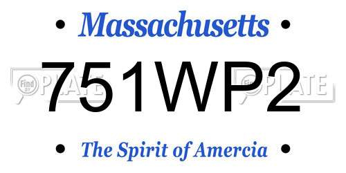 751WP2 Massachusetts License Plate