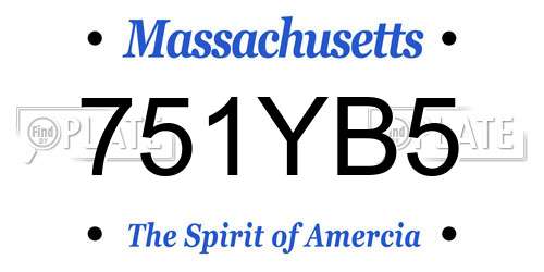 751YB5 Massachusetts License Plate