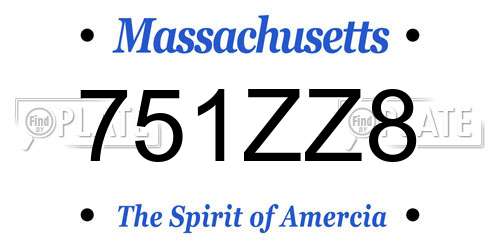 751ZZ8 Massachusetts License Plate