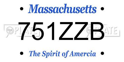 751ZZB Massachusetts License Plate
