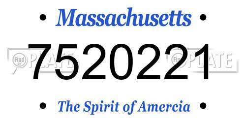 7520221 Massachusetts License Plate