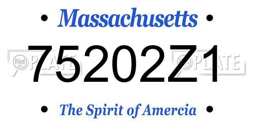 75202Z1 Massachusetts License Plate