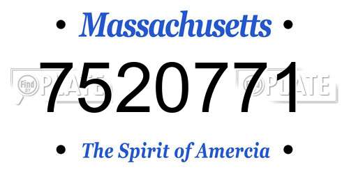 7520771 Massachusetts License Plate