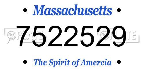 7522529 Massachusetts License Plate