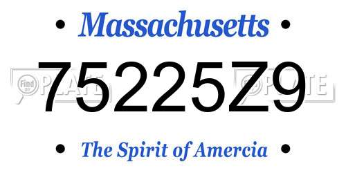 75225Z9 Massachusetts License Plate