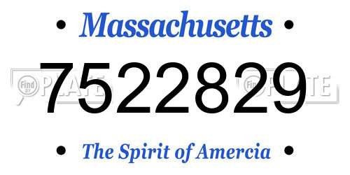 7522829 Massachusetts License Plate