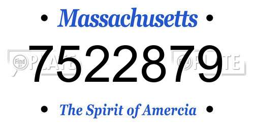 7522879 Massachusetts License Plate