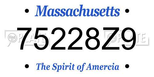 75228Z9 Massachusetts License Plate