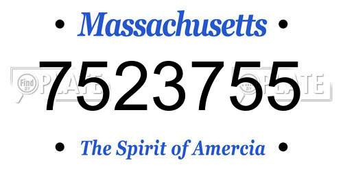 7523755 Massachusetts License Plate