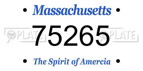 75265 Massachusetts License Plate