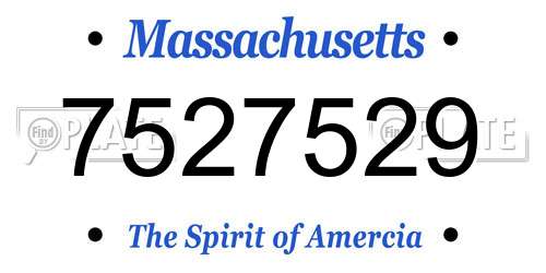 7527529 Massachusetts License Plate