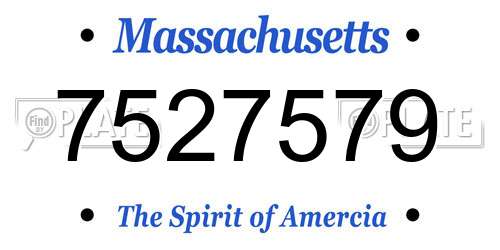 7527579 Massachusetts License Plate