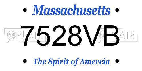 7528VB Massachusetts License Plate