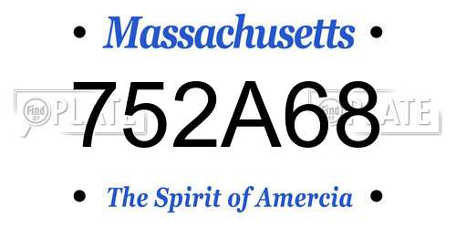 752A68 Massachusetts License Plate