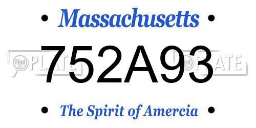 752A93 Massachusetts License Plate