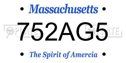 752AG5 Massachusetts License Plate