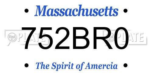 752BR0 Massachusetts License Plate