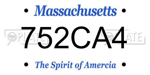 752CA4 Massachusetts License Plate
