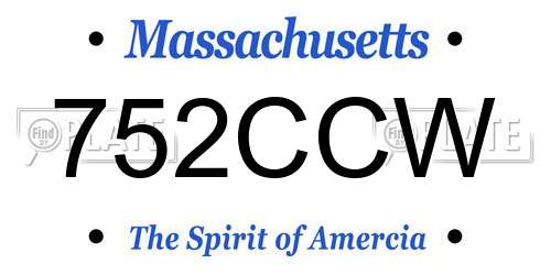 752CCW Massachusetts License Plate