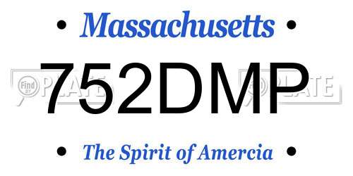 752DMP Massachusetts License Plate