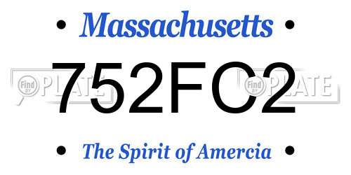 752FC2 Massachusetts License Plate