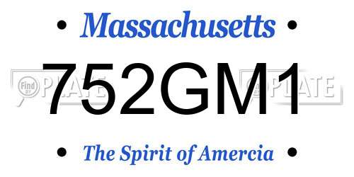 752GM1 Massachusetts License Plate