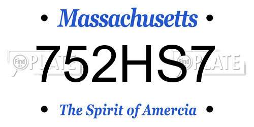 752HS7 Massachusetts License Plate