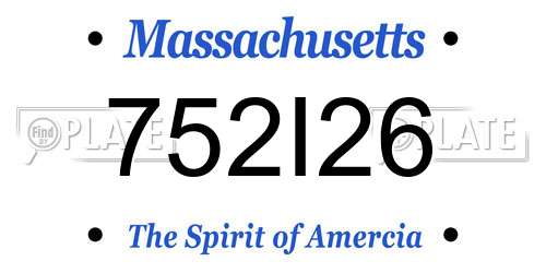 752I26 Massachusetts License Plate