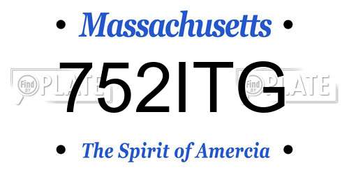 752ITG Massachusetts License Plate