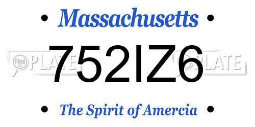 752IZ6 Massachusetts License Plate