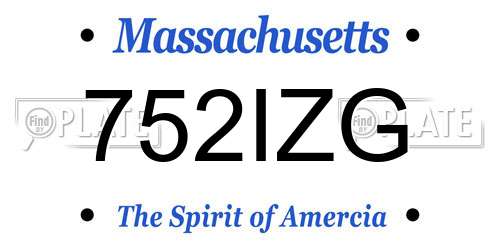 752IZG Massachusetts License Plate