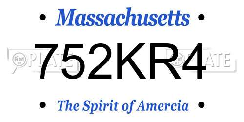 752KR4 Massachusetts License Plate