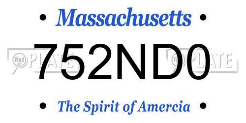 752ND0 Massachusetts License Plate