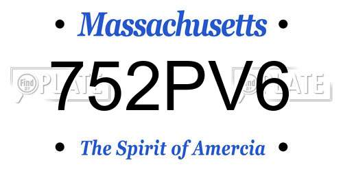 752PV6 Massachusetts License Plate