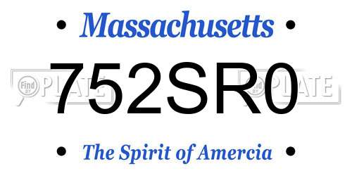 752SR0 Massachusetts License Plate