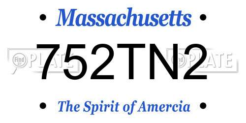 752TN2 Massachusetts License Plate