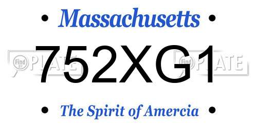 752XG1 Massachusetts License Plate