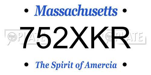 752XKR Massachusetts License Plate