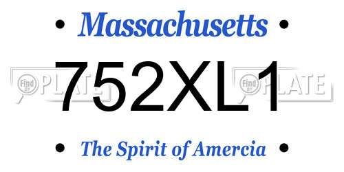 752XL1 Massachusetts License Plate