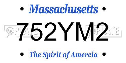 752YM2 Massachusetts License Plate