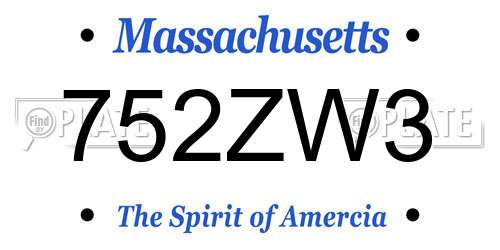 752ZW3 Massachusetts License Plate