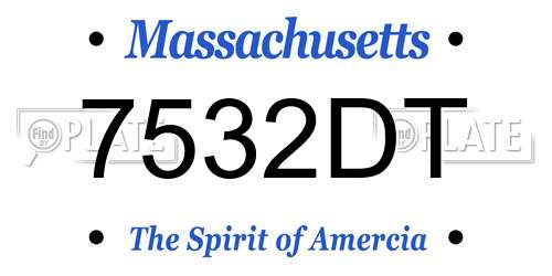 7532DT Massachusetts License Plate