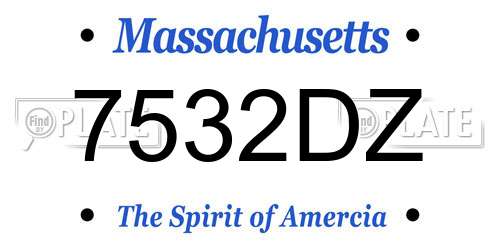 7532DZ Massachusetts License Plate