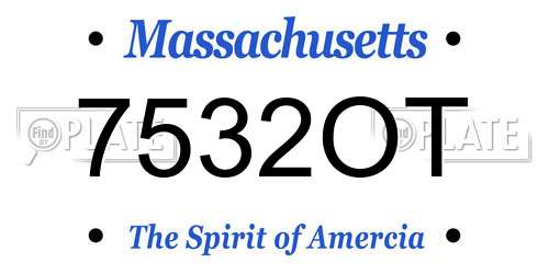 7532OT Massachusetts License Plate