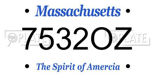 7532OZ Massachusetts License Plate