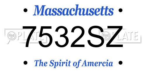 7532SZ Massachusetts License Plate