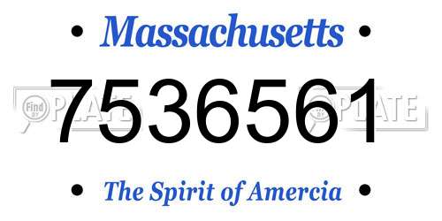 7536561 Massachusetts License Plate