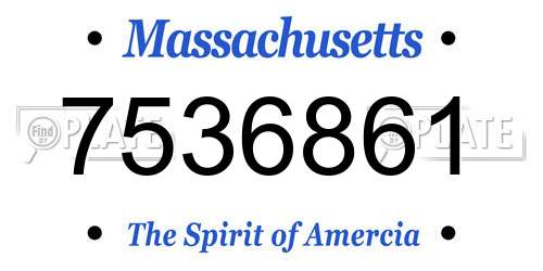 7536861 Massachusetts License Plate